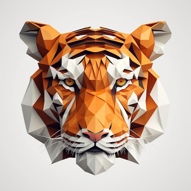 A tiger face with a white background