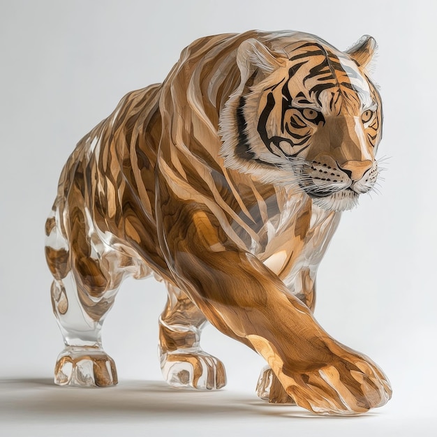 a tiger figure is shown in a white background