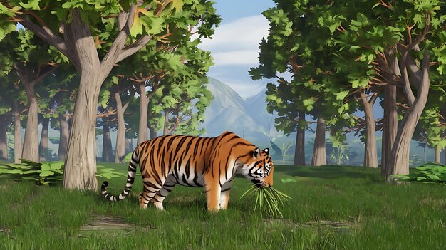 Photo tiger in the forest wildlife scene from nature background