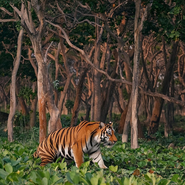 Photo tiger in the forest wildlife scene from nature