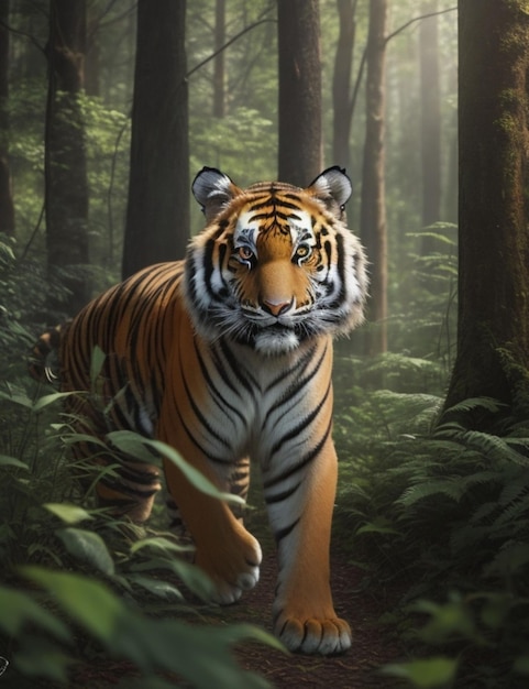 A tiger in a forest