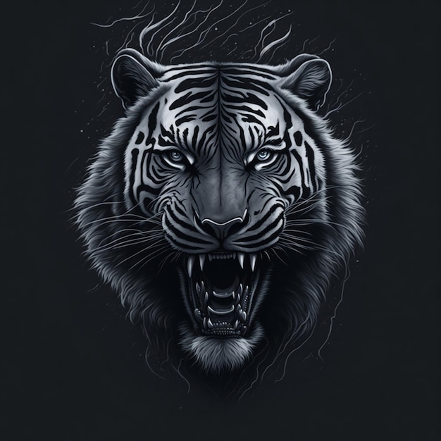 tiger head vector with black background