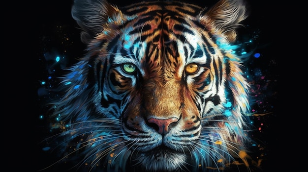 Tiger head with grunge effect Abstract tiger portrait generative ai