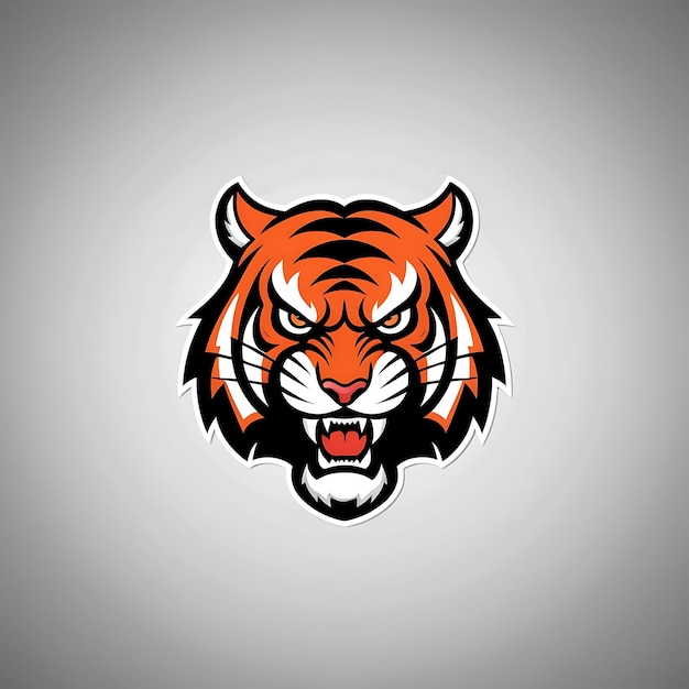 Photo a tiger head with the mouth open and the word tiger on it white background