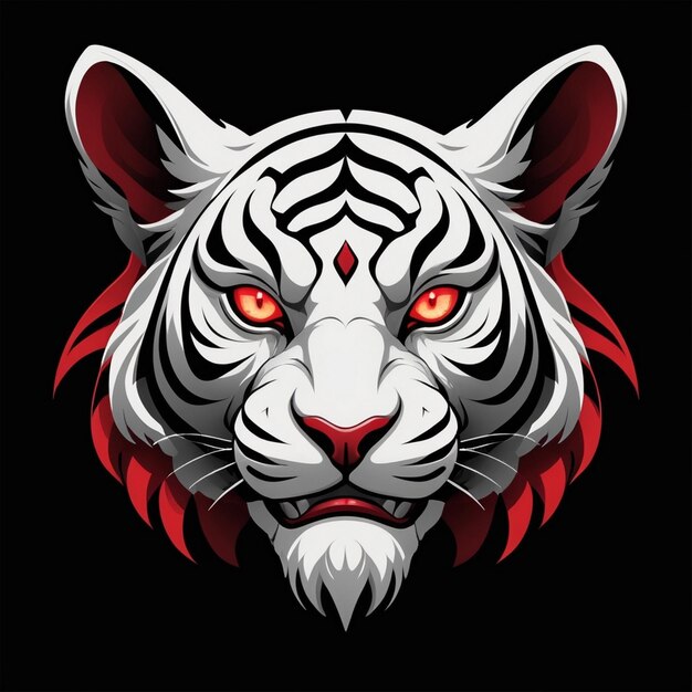 Photo a tiger head with a red eyes and a black background