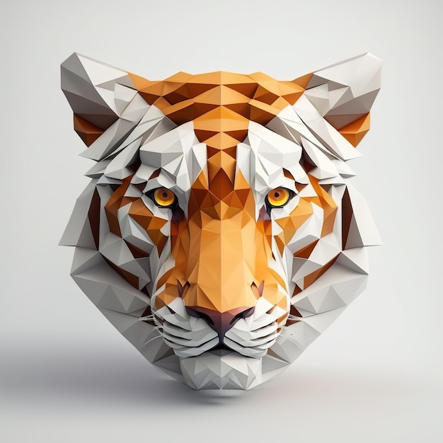 Photo a tiger head with a white background and the word tiger on it.