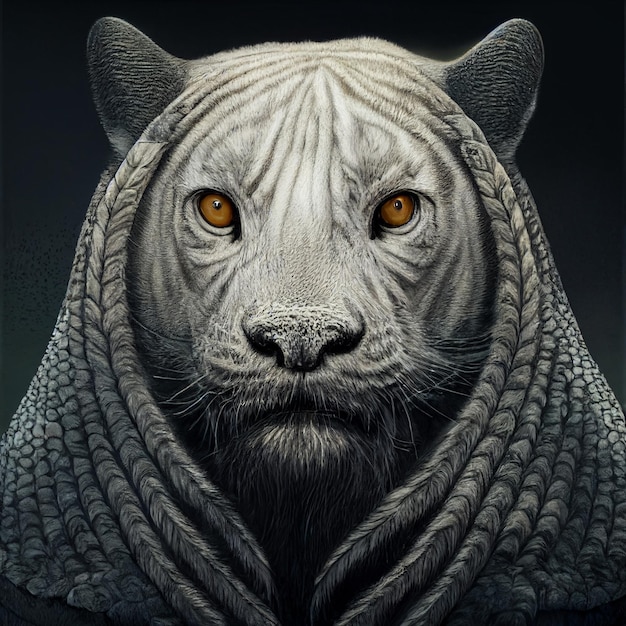 Tiger illustration portrait mystic or shaman style