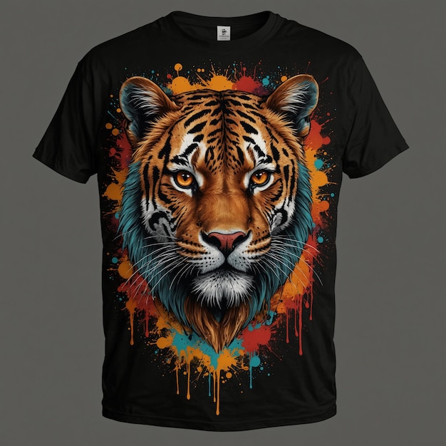 a tiger is on a black shirt with the number 7 on it