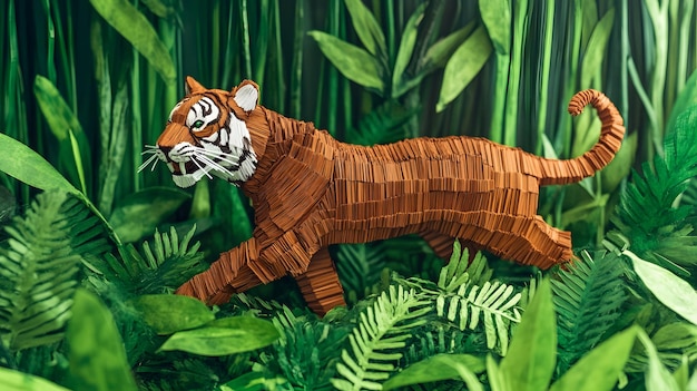 a tiger is shown in a jungle with the tiger on the back