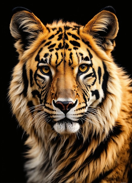 a tiger is shown in a picture with a black background