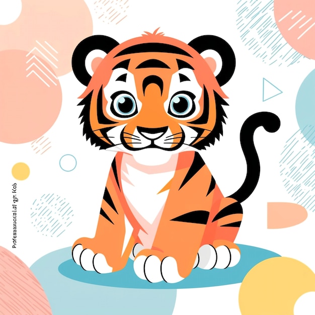 a tiger is sitting on a blue mat with the words the word on it