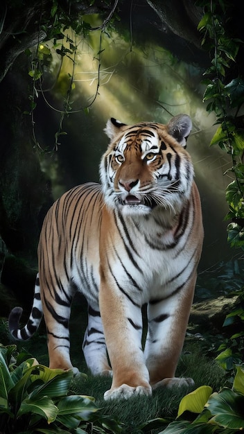 Tiger is standing in the forest atmosphere