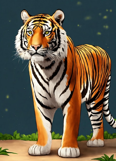 a tiger is standing in the grass with the words tiger on it