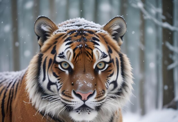 Photo a tiger is standing in the snow in the snow