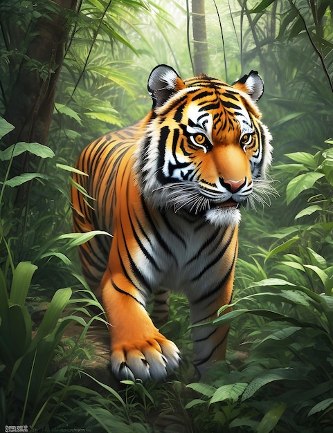 Tiger in the jungle ai generated