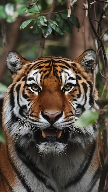 Tiger in the jungle closeup