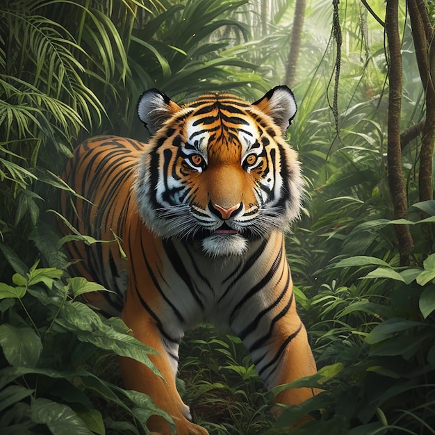 A tiger in the jungle generated by AI