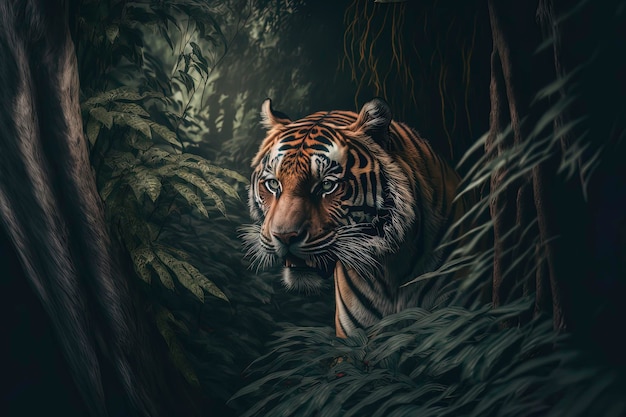 Tiger in the jungle Wildlife photography AIGenerated