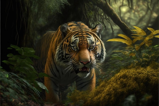 A tiger in the jungle