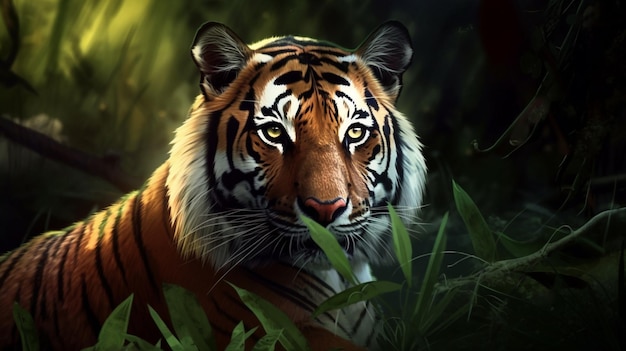 A tiger in the jungle