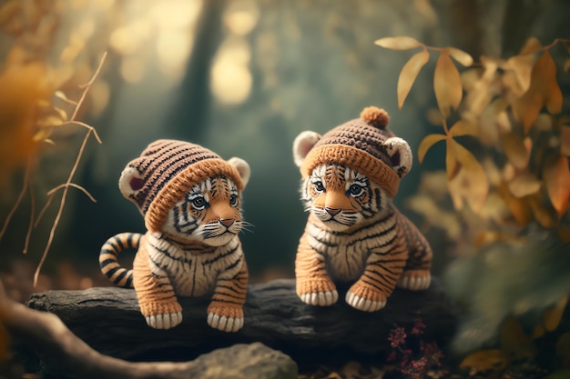 Tiger knitting art illustration cute suitable for children39s books children39s animal photos created using artificial intelligence