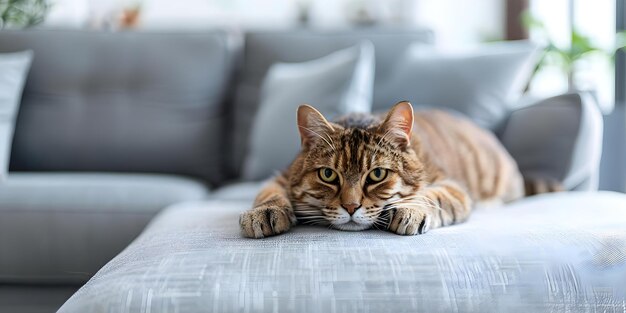 Tiger lounging on a modern apartment couch Concept Exotic Animal Indoor Safari Urban Jungle Modern Interior Design Animal Relaxation