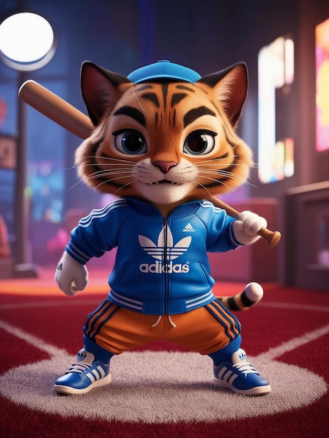 Photo a tiger mascot with adidas on his jacket