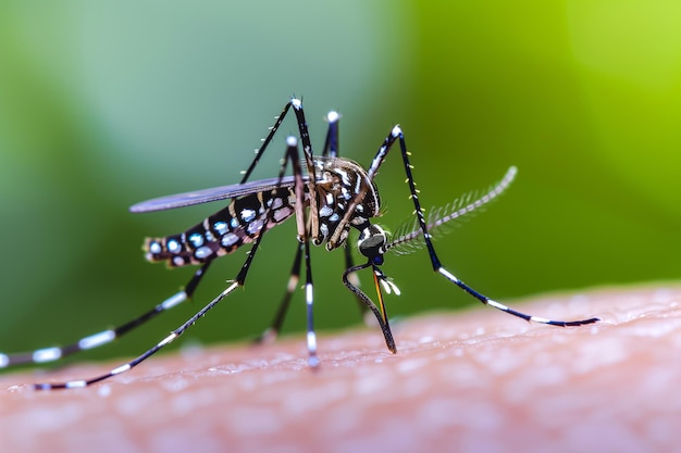 Photo tiger mosquito on skin