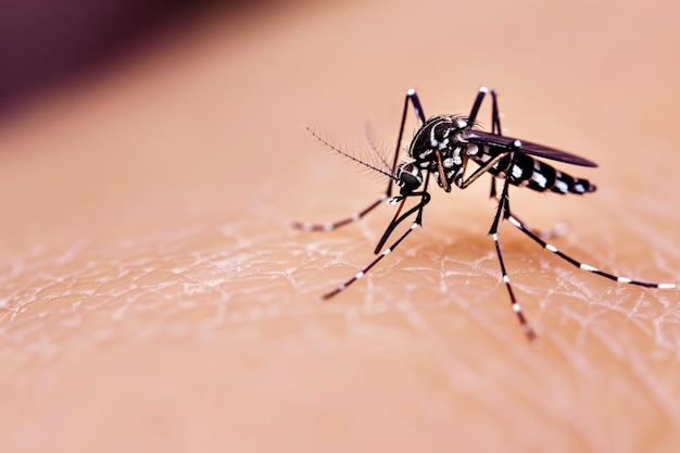 Photo tiger mosquito on skin