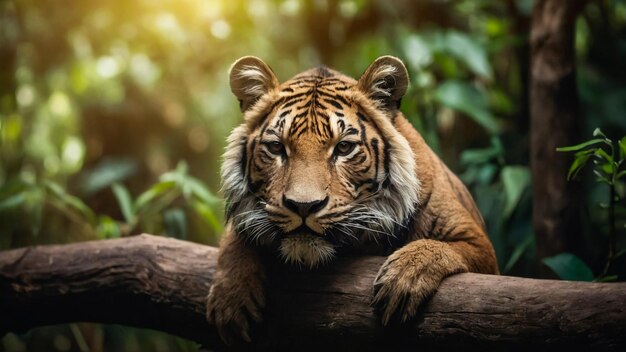 Tiger resting an a tree branch