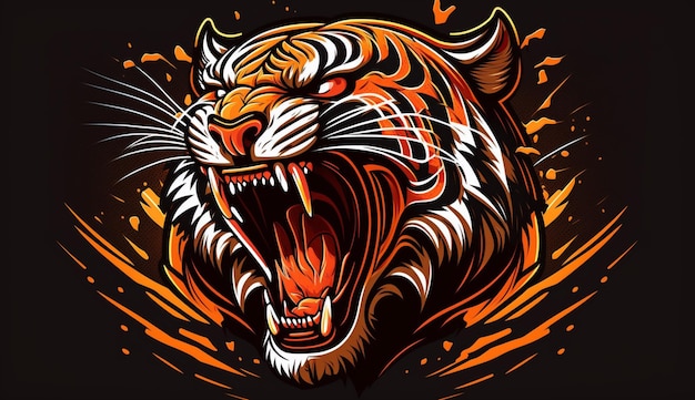 Tiger roaring logo sign emblem ector illustrationGenerative AI