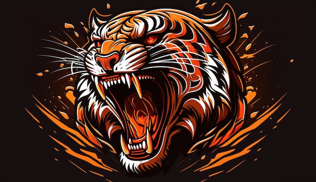 Tiger roaring logo sign emblem vector illustrationGenerative AI