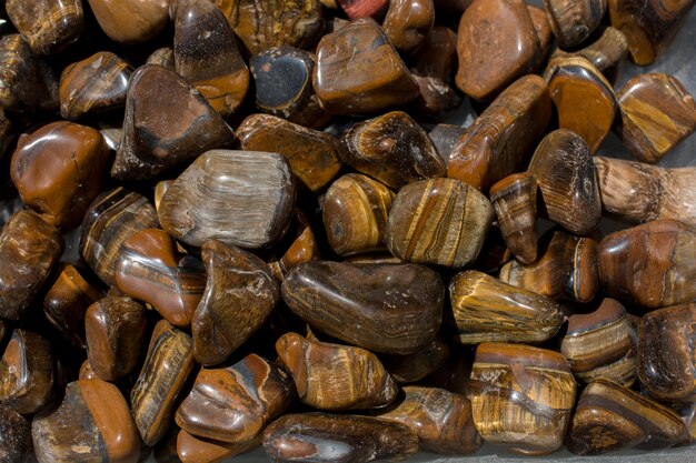 Tiger's eye and hawk's eye gemstone as mineral rock