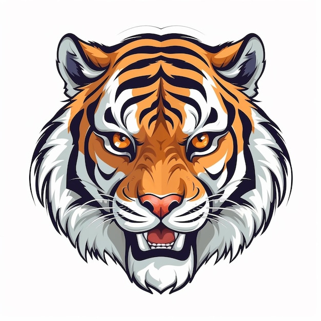 A tiger's face with a white background