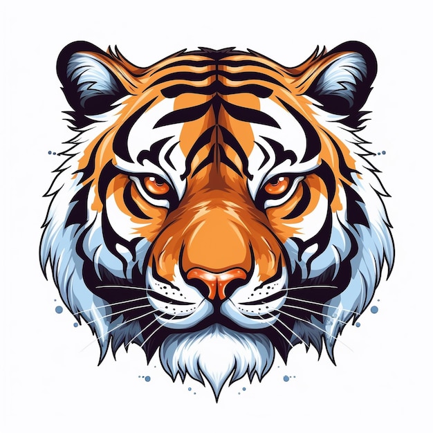 A tiger's face with a white background