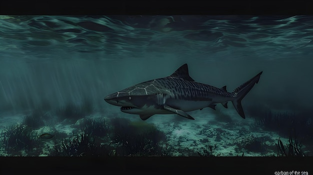 Tiger Shark Swimming Underwater