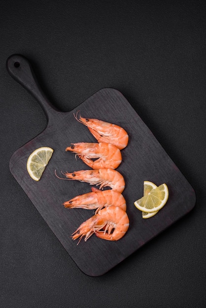 Tiger shrimp or langoustine boiled with spices and salt