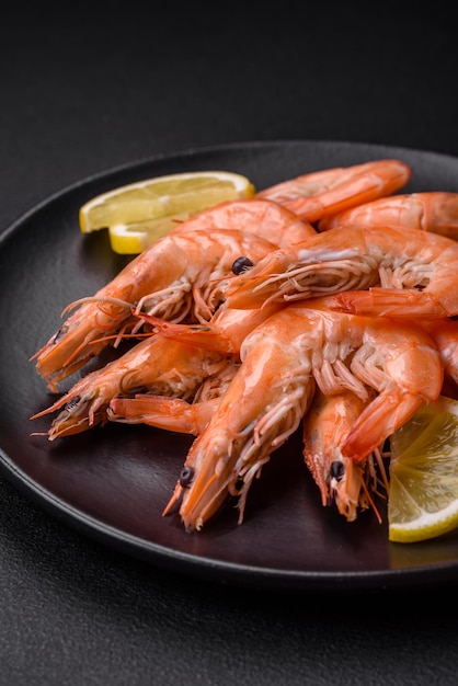 Tiger shrimp or langoustine boiled with spices and salt