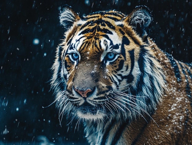 A tiger in the snow