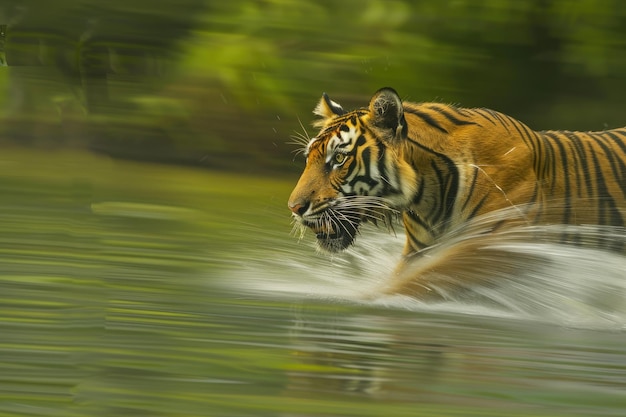 Tiger Splashing Through Water