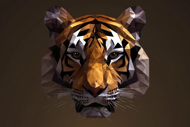 Photo tiger symbol of new year polygonal animal head