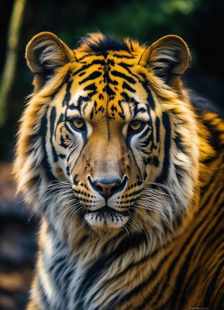 a tiger that is looking at the camera