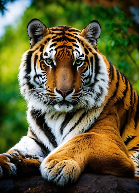 a tiger that is outside with a tiger on its chest