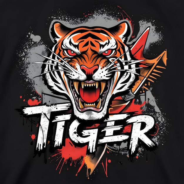 Photo a tiger that is on a shirt that says tiger