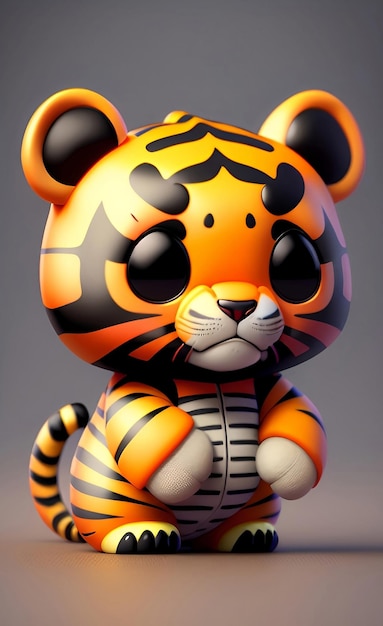 A tiger toy with a black and orange tiger on its front