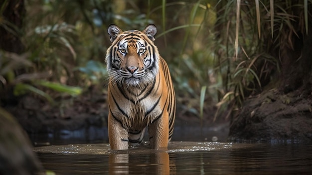 A tiger in the water