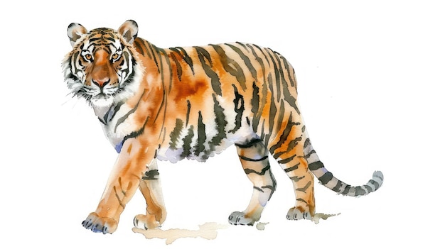 Tiger watercolor illustration isolated on white background hand painted Paint strokes Ink drop