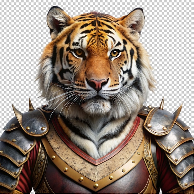 Tiger wear armor isolated on transparent background