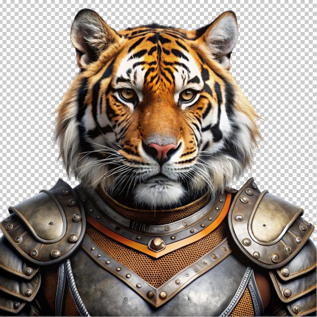 Tiger wear armor isolated on transparent background