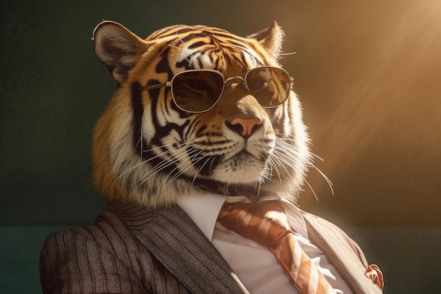 Tiger wearing a suit as a businessman Generative AI